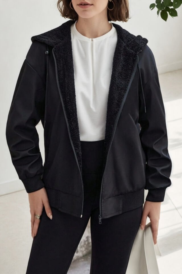 Bomber Etek Ve Kol Ucu Trikolu Mont