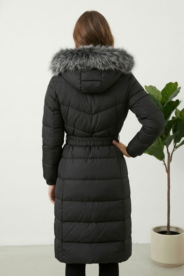 Yeni Sezon Kadın Kapüşonlu Şişme Mont KS2574 38 - siyah