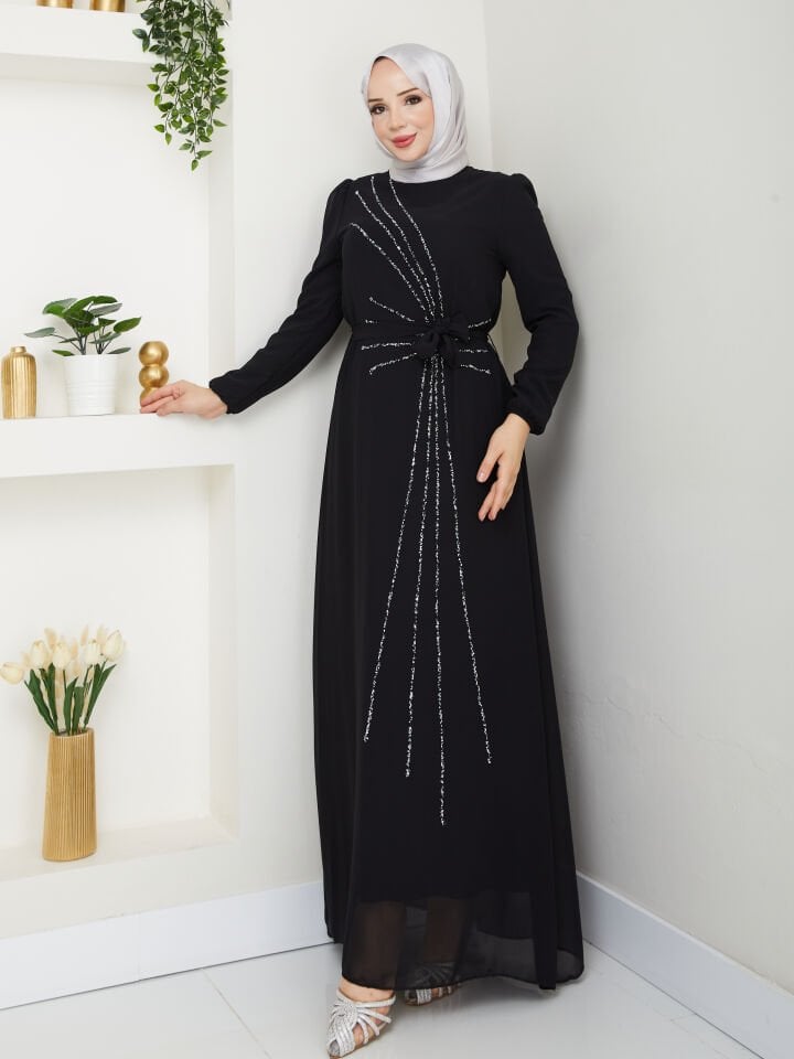 Taş İşlemeli Asimetrik Abiye