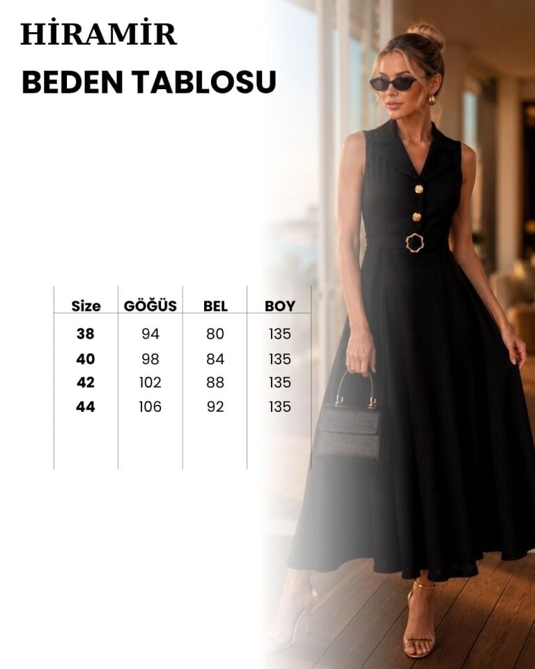 Kadın Gold Düğme Detaylı Kemer Detaylı Kolsuz Elbise YZ2743 Çok Renkli - 46