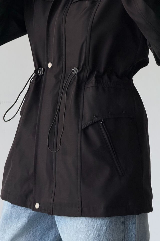 Bilek Lastikli Kapüşonlu Bondit Mont