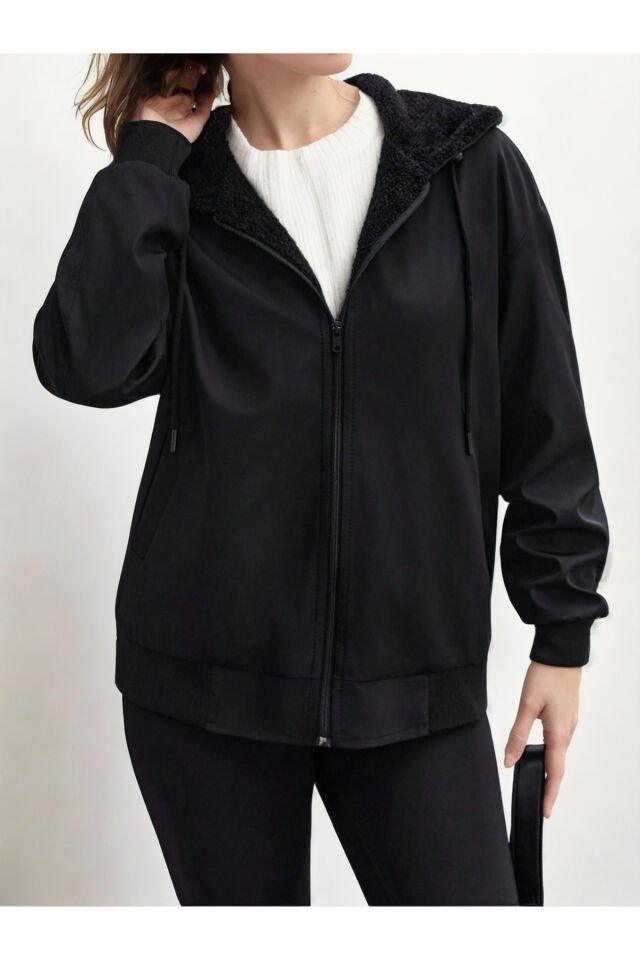 Bomber Etek Ve Kol Ucu Trikolu Mont Siyah KS2525 S - siyah