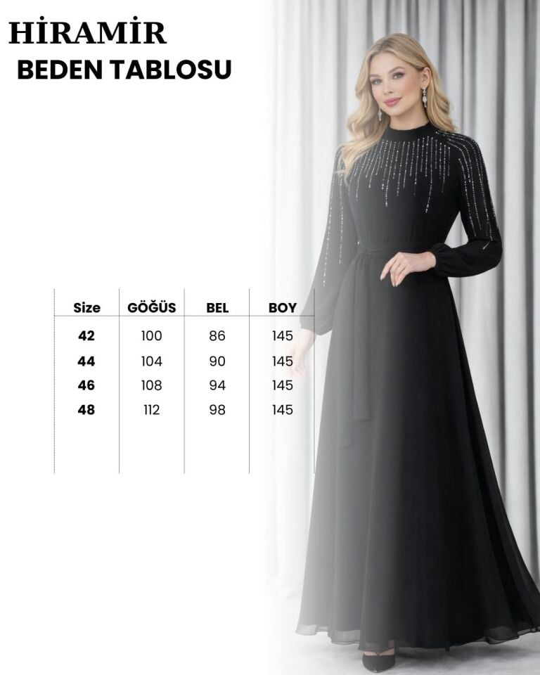 Lunara Işıltılı Kadın Astarlı Şifon Abiye Elbise YZ2508 Siyah - 50