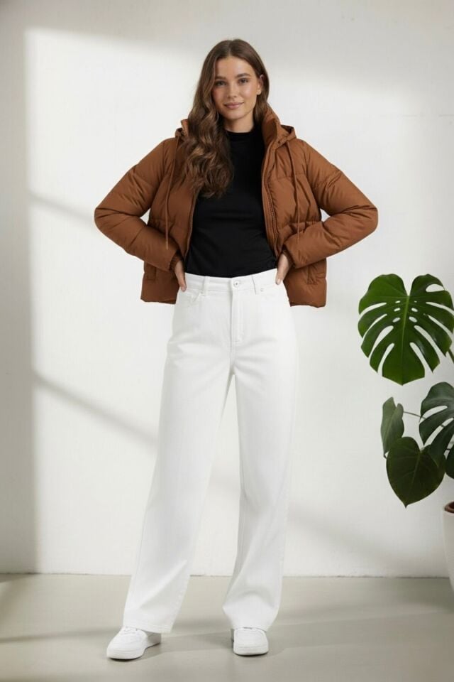 Kadın Şişme Mont Yeni Sezon KS2566 40 - Taba