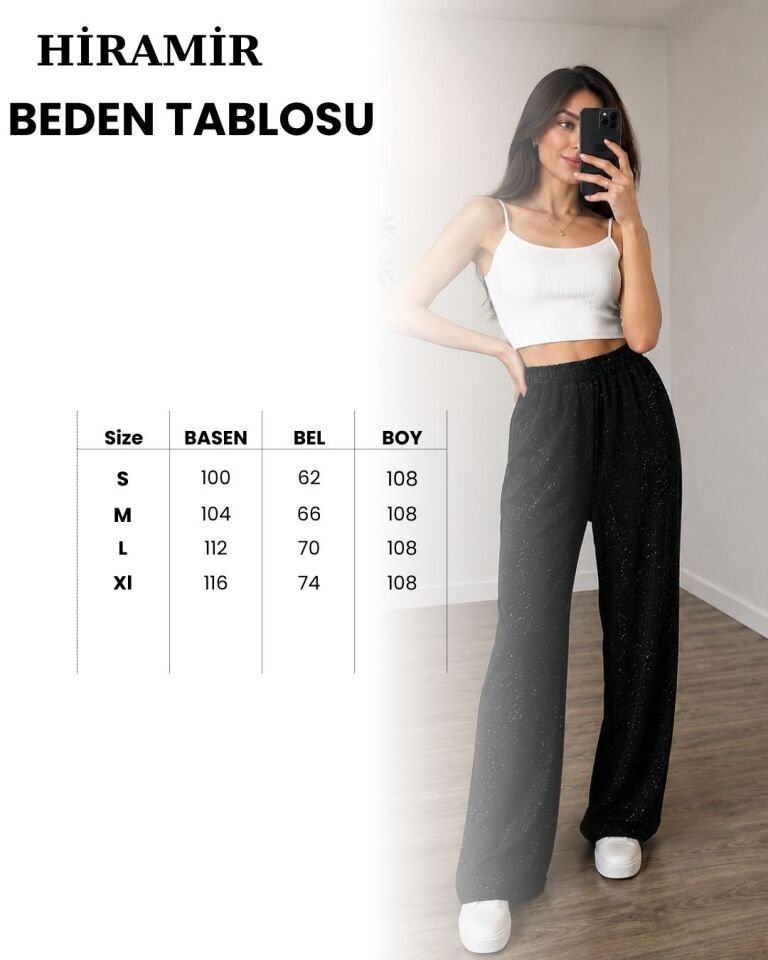 Kadın Yüksek Bel Lastikli Bol Paça Rahat Pantolon Günlük Şık Alt GiyimYZ2718 Mürdüm - XL