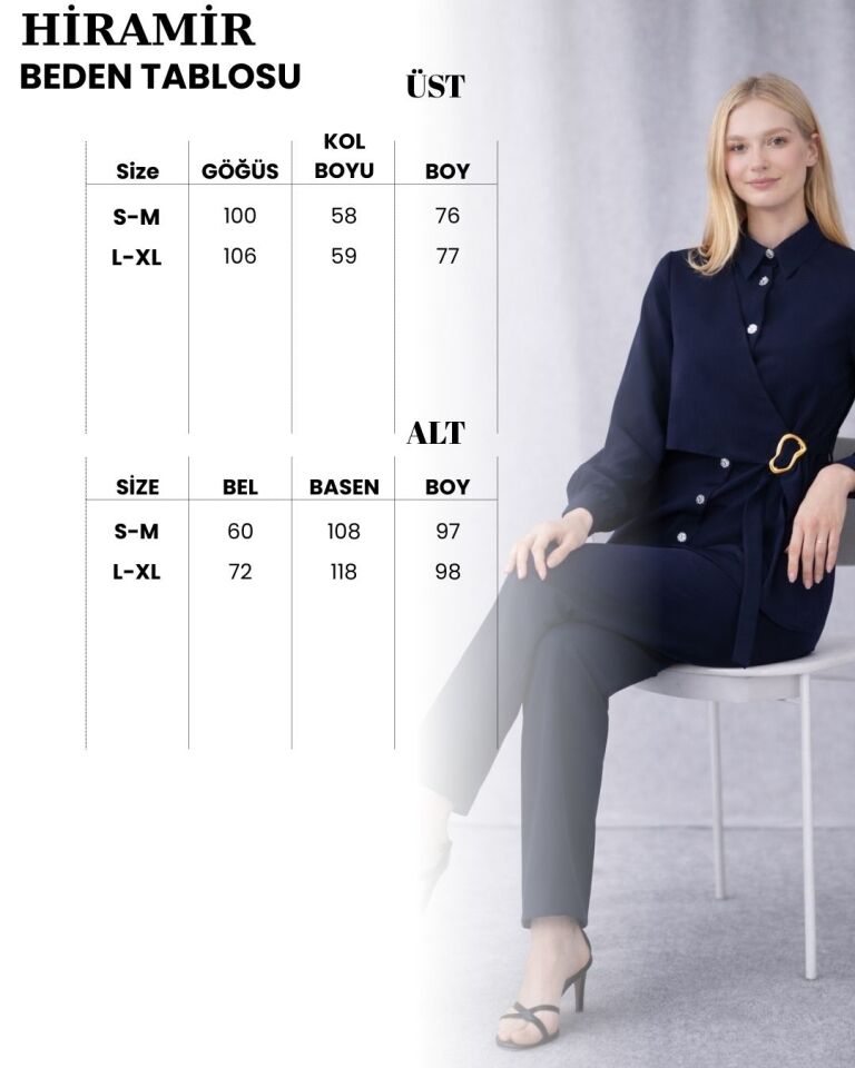 Kadın Yeni Sezon Gold Kemer Tokalı İkili Kadın Takım YZ2611 Bej - L/XL