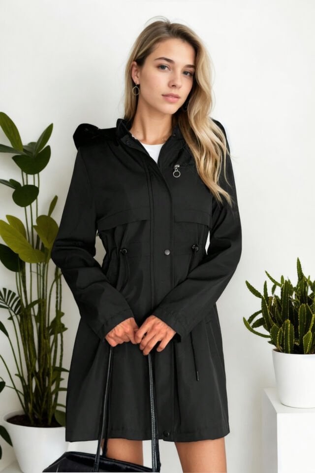 Kapüşonlu İçi Kürklü Bondik Mont Orta Boy