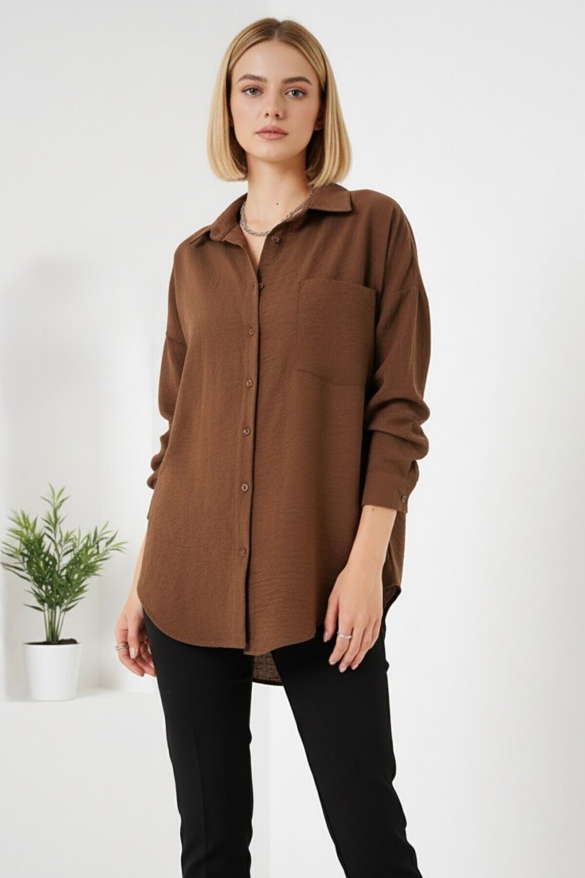 Kadın Oversize Yeni Sezon Pera Keten Gömlek