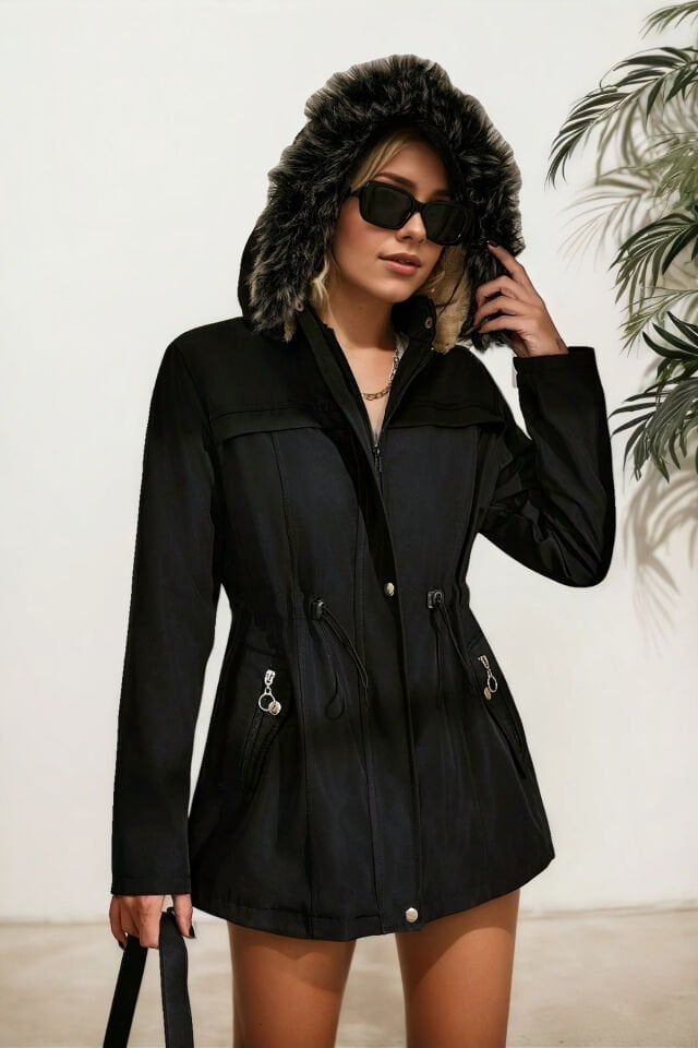 Kürk Astarlı Çıkma Kapüşonlu Fermuarlı Bondik Mont