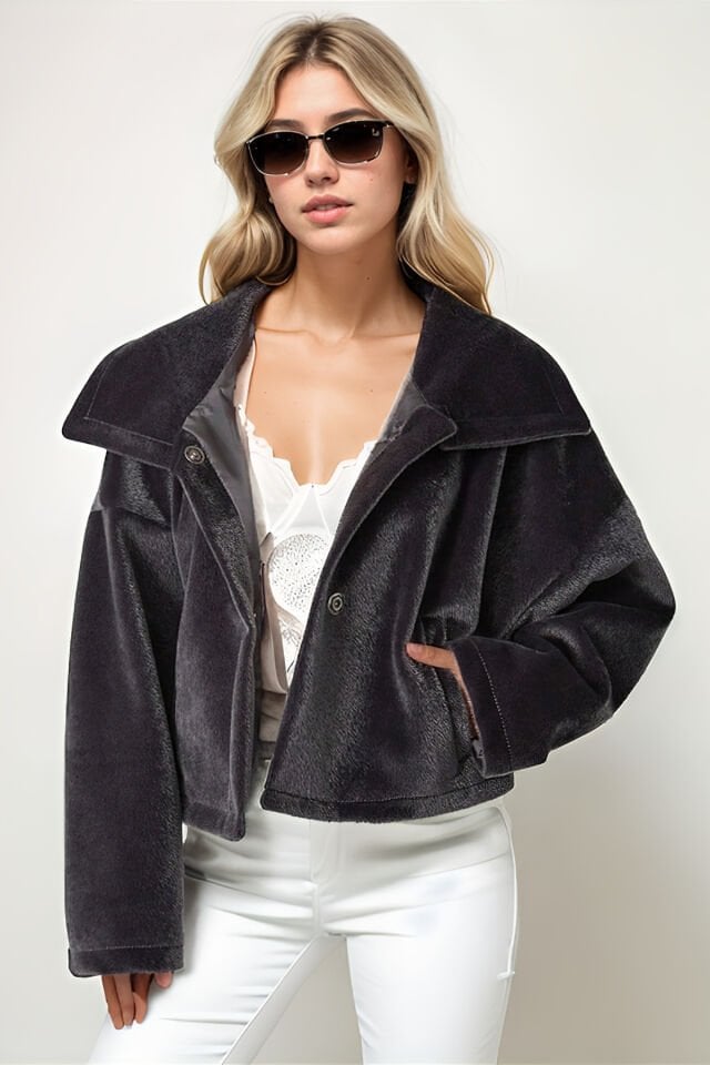 Oversize Yarasa Kol Kısa Mont KS2534