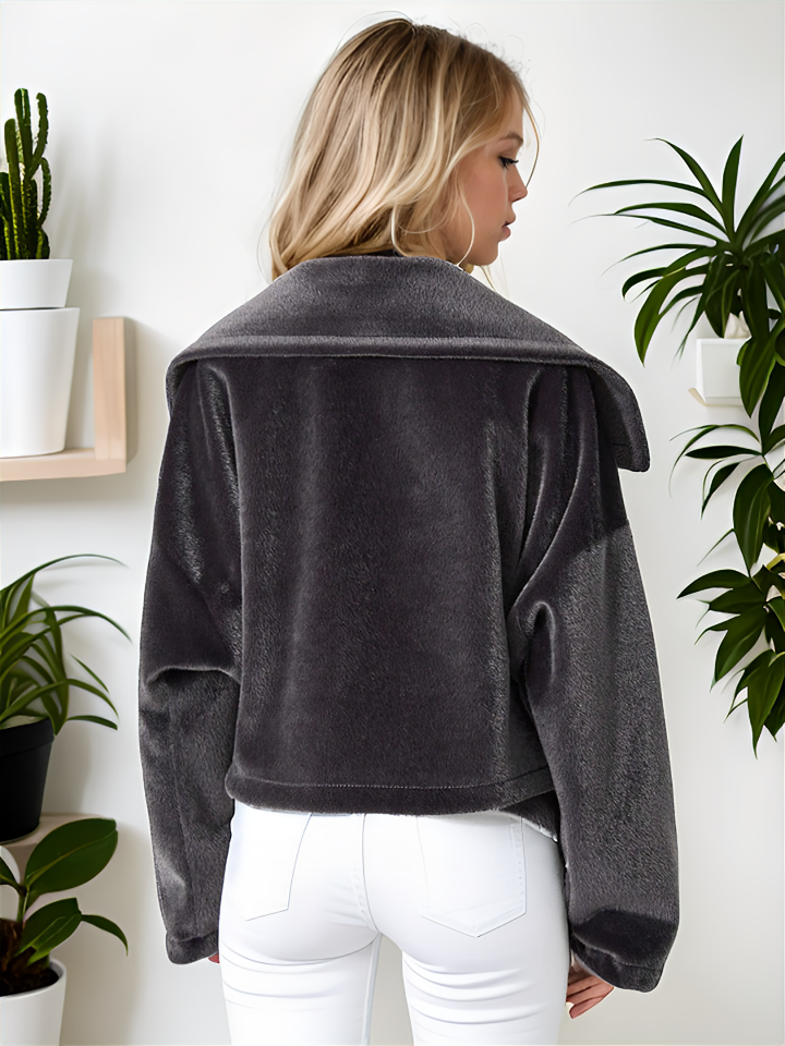 Oversize Yarasa Kol Kısa Mont Koyu Gri - XL