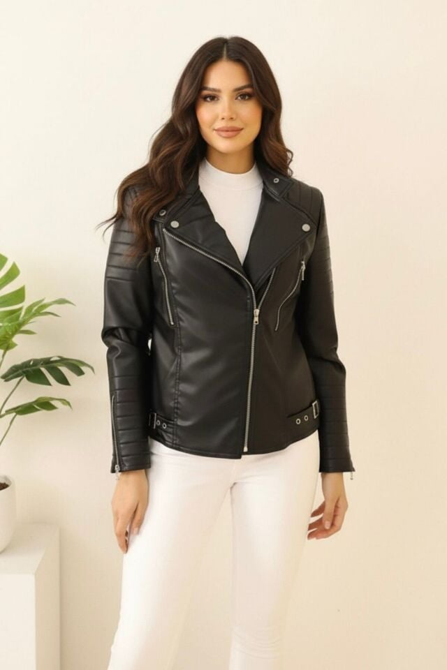 Suni Deri Yeni Sezon Polar Astarlı Mont Siyah KS2558 38 - siyah